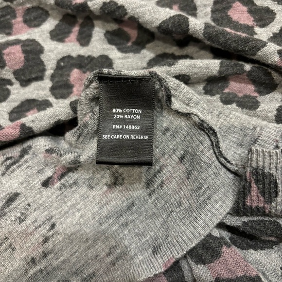Torrid 4X Slub Boyfriend Cardigan Grey Pink Leopard Button-Front Sweater - Picture 11 of 11